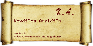 Kovács Adrián névjegykártya